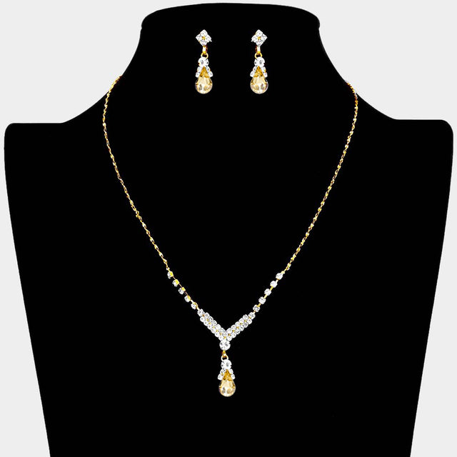 Madeline Love Topaz Teardrop Pendant Crystal Rhinestone Necklace - Jewelry