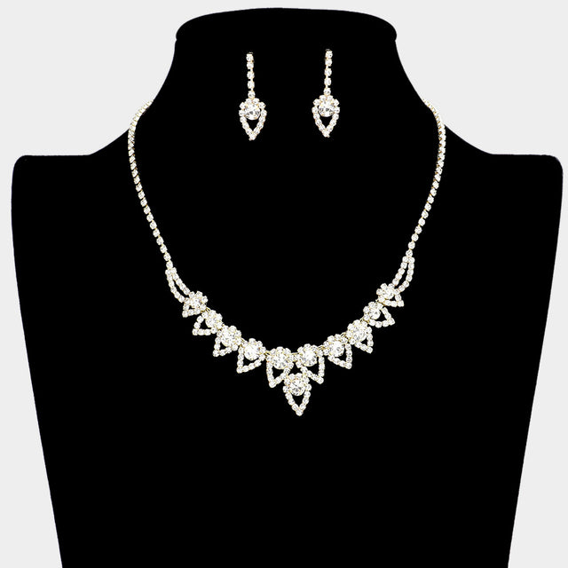 Madeline Love Gold Round Stone Accented Rhinestone Teardrop Cluster Necklace - Jewelry
