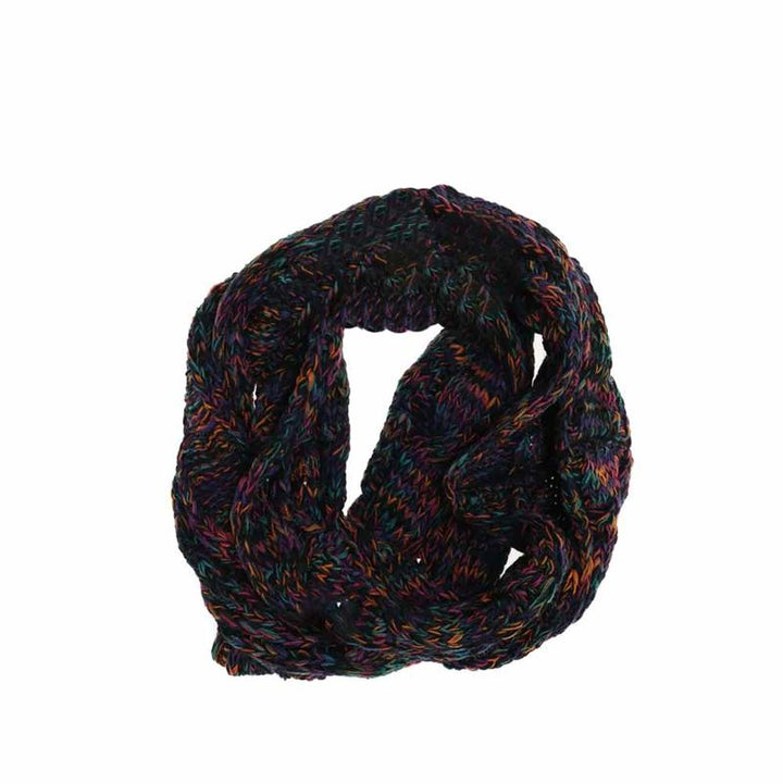 Rainbow KIDS Multi Tone Cable Knit CC Infinity Scarf offers a blend of warmth and style with its soft, durable cable knit construction. Featuring a multi-tone design, this infinity scarf ensures a snug, comfortable fit with no loose ends to manage, making it ideal for active children. Its breathable fabric delivers effective insulation to keep kids cozy during colder months, while the versatile look complements a variety of outfits and occasions. 