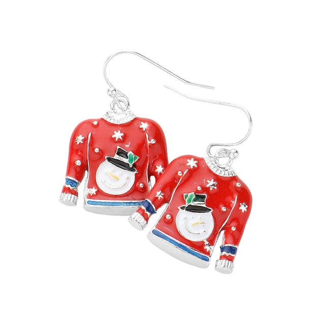 Red 3D Enamel Metal Snowman Pointed Christmas Sweater Earrings, are beautifully designed with a Christmas theme that will make a glowing touch on everyone. Fabulous fashion and sleek style add a pop of pretty color to your attire. These are the perfect gift for Christmas, especially for your friends, family, and your love.