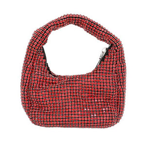 Red Bling Studded Micro Mini Top Handle Bag, elevate any outfit with its sophisticated and exclusive design, perfect for any fashion-forward individual. The bling studded details add a touch of glamour, while the compact size allows for convenience without sacrificing style. Carry your essentials in style with this bag.