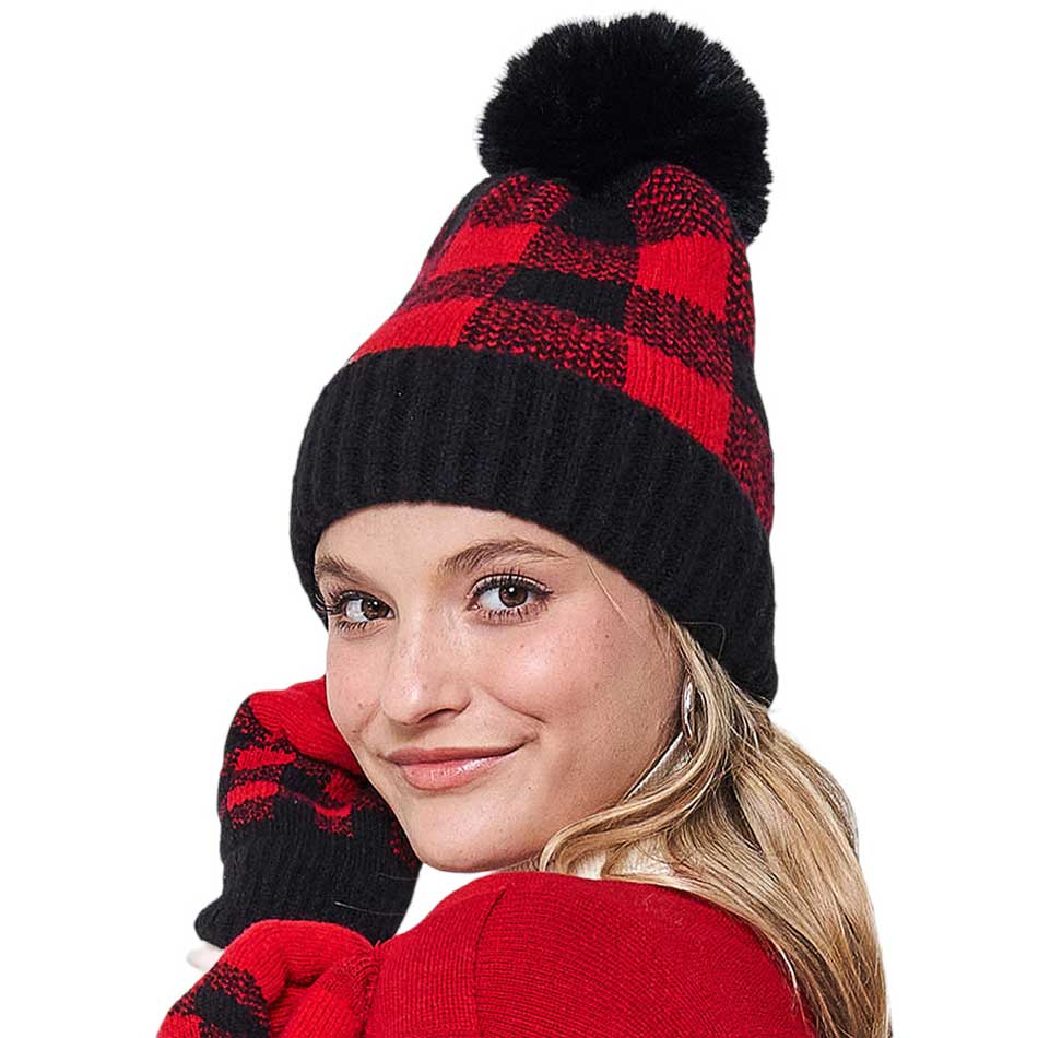 Red Buffalo Check Patterned Faux Fur Pom Pom Beanie Hat, is perfect for all weather conditions. Crafted from high-quality faux fur material, this hat is designed to keep you warm and cozy in cold temperatures. It is an ideal choice for gifting to your loved ones in this Christmas season.