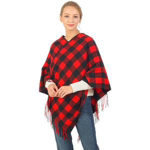 Red Buffalo Plaid Pattern Soft Poncho, is perfect for making a fashion statement in the cold times. The unique pattern combines classic buffalo plaid with a modern look. Crafted of lightweight materials, it features a full-length design for an effortless style, making it a great winter gift.