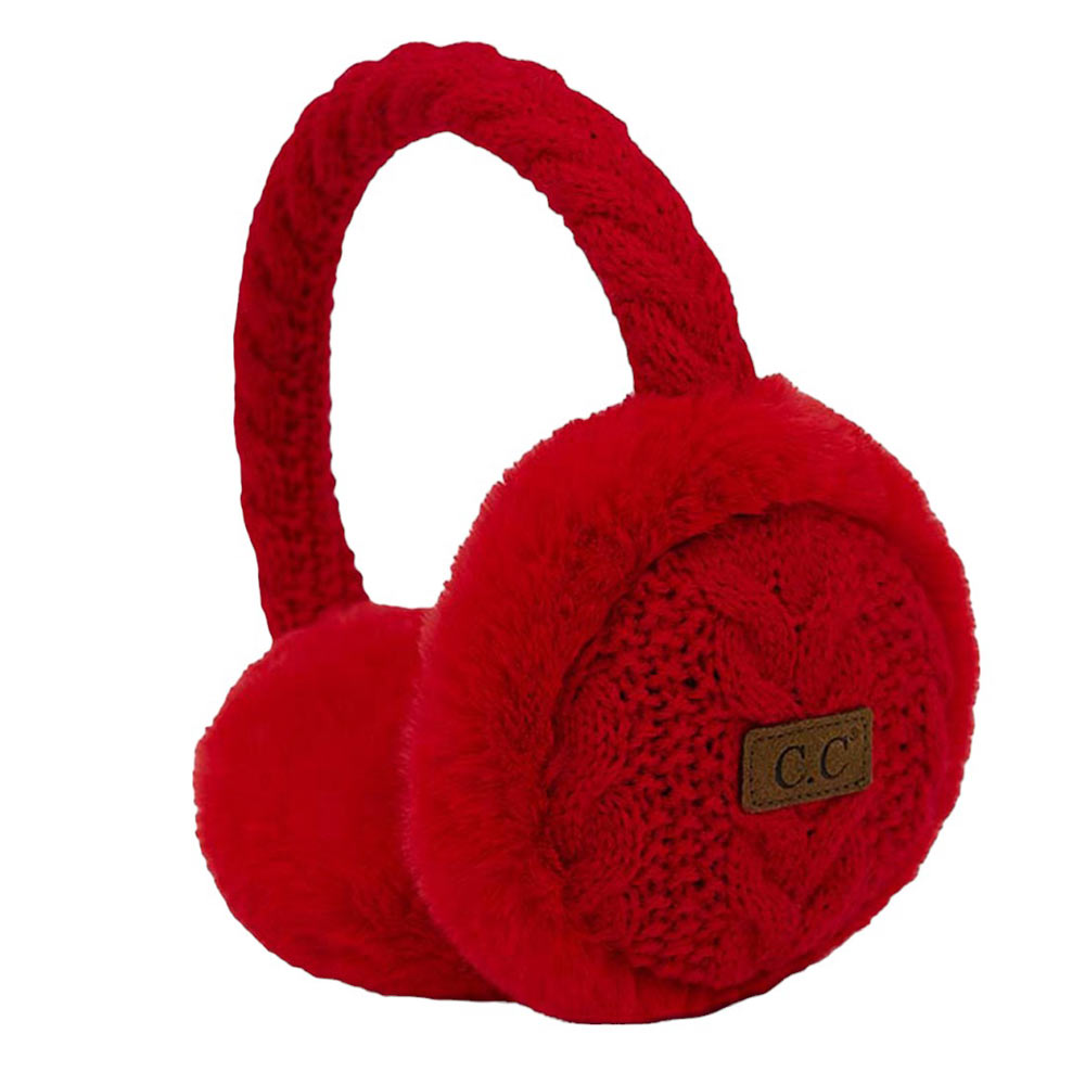 Red C.C Cable Knit Faux Fur Earmuff, is sure to keep you warm in the cold. The cable knit exterior is soft and cozy, while the faux fur interior adds extra warmth and comfort. Perfect for winter weather, these earmuffs are stylish and practical. Perfect winter gift idea for fashion loving close ones.