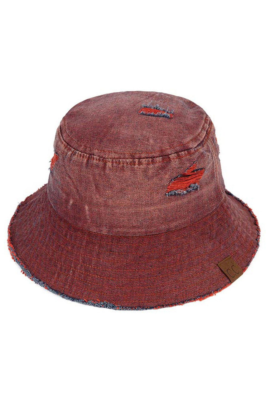 C style denim bucket hat Fishermans C Unisex Washed Denim Bucket Hat Sunscreen Fabric  main image 2