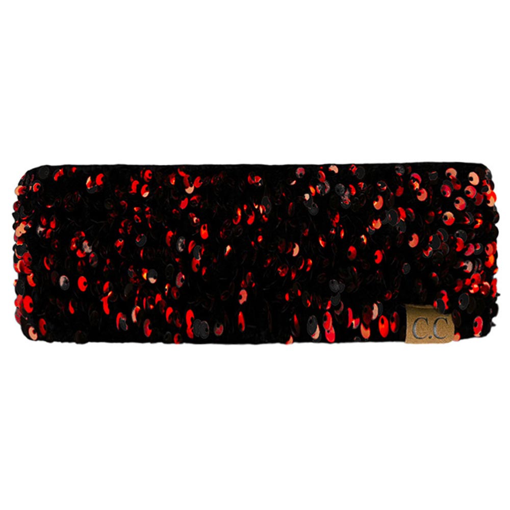 Red C.C Sequin Headwrap, Look no further than this for a sophisticated, glitzy style. Featuring a sparkling sequin design and stretchy material, this headwrap is comfortable and fashion-forward. Perfect for wearing on any occasion, it will make you different from the crowd. Perfect winter gift idea for fashion-loving ones.