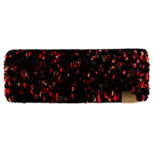 Red C.C Sequin Headwrap, Look no further than this for a sophisticated, glitzy style. Featuring a sparkling sequin design and stretchy material, this headwrap is comfortable and fashion-forward. Perfect for wearing on any occasion, it will make you different from the crowd. Perfect winter gift idea for fashion-loving ones.