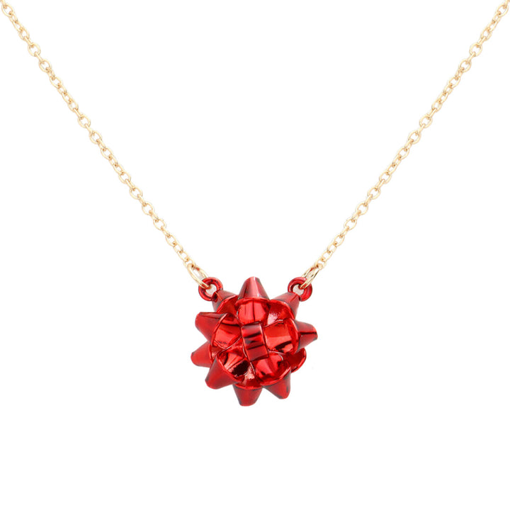 Red Christmas Gift Bow Pendant Necklace, is beautifully designed with a bow theme that will make a glowing touch on everyone. Fabulous fashion and sleek style add a pop of pretty color to your attire. Perfect gift accessory for especially Christmas to your friends, family, and the persons you love and care about.