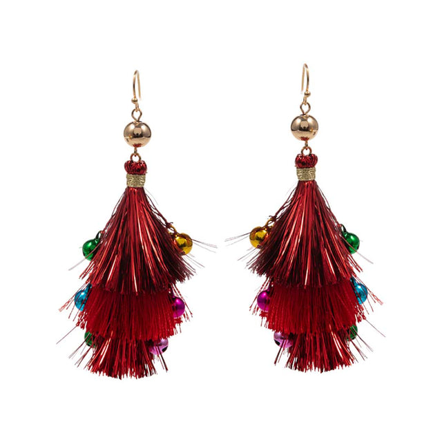 Red Christmas Triple Tassel Layered Dangle Earrings, enjoy this Christmas with an awesome look with these Earrings. They will dangle on your earlobes to bring a unique and beautiful look & bring a smile to those who look at you at the Christmas party. Perfect Gift for Birthdays, Christmas,  Secret Santa, BFF, etc. 
