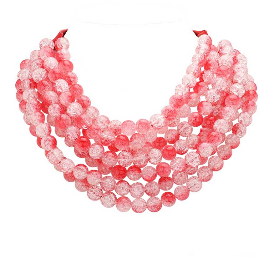 Red Chunky Metal Ball Beaded Multi Layered Faux Leather Magnetic Necklace, Add a bold touch to your wardrobe with this necklace. Featuring multiple strands of soft faux leather adorned with chunky metal ball beads, this statement necklace effortlessly elevates any outfit. The magnetic clasp ensures easy wear.