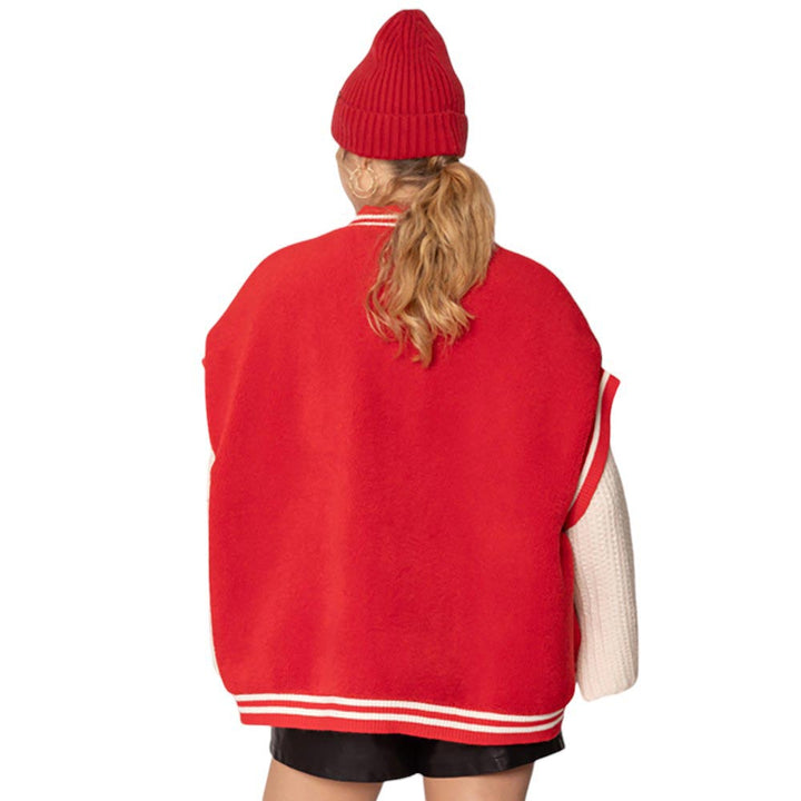 Red-College Game Day Sherpa Vest, Made with warm and soft sherpa material, this vest is perfect for chilly game days. Represent your team in style and comfort, and stay warm while cheering them on to victory. Perfect for any college sports fan. A perfect way to finish off your winter wardrobe.