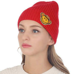 Red Cowboy Hat Smile Accented Knit Beanie Hat. From daily life to holidays, this stylish beanie hat's cozy fabric will keep you looking great and feeling warm. This knit beanie is to be a great gift for women, ladies, and girls. A wide range of colors lets you choose your favorite one or you can pick several colors to go !