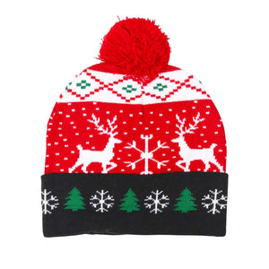 Red Deer Snowflake Christmas Tree Pom Pom Beanie Hat, wear this beautiful beanie hat with any ensemble for the perfect finish before running out the door into the cool air. It's an excellent gift for your friends, or family for Christmas, especially for your friends, family, and the people you love and care about.