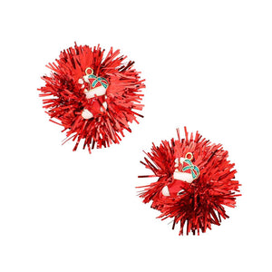 Red Enamel Christmas Sock Candy Cane Tinsel Earrings, These festive earrings are crafted with enamel and decorated with Christmas sock, candy cane, and tinsel designs for a cheerful seasonal look. With an eye-catching design, they’re a great accessory to add to your Christmas wardrobe. This can be a perfect holiday gift.