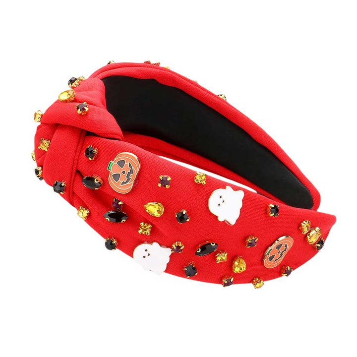 Red-Enamel Halloween Charm Stone Cluster Embellished Knot Headband is a must-have for any Halloween costume or festive event. Featuring enamel charms, stone clusters, and an embellished knot design, this headband adds a touch of spooky elegance to any outfit. Perfect for Halloween lovers and fashion enthusiasts alike.