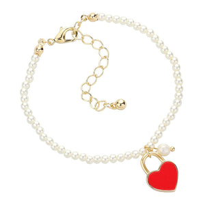 Red Enamel Heart Charm Pendant Pearl Bracelet, is a stunning accessory that adds a touch of elegance to any outfit. The enamel heart charm brings a playful yet sophisticated element, while the pearl bracelet exudes timeless beauty. Perfect for any occasion, this bracelet is a must-have for those seeking a stylish look.