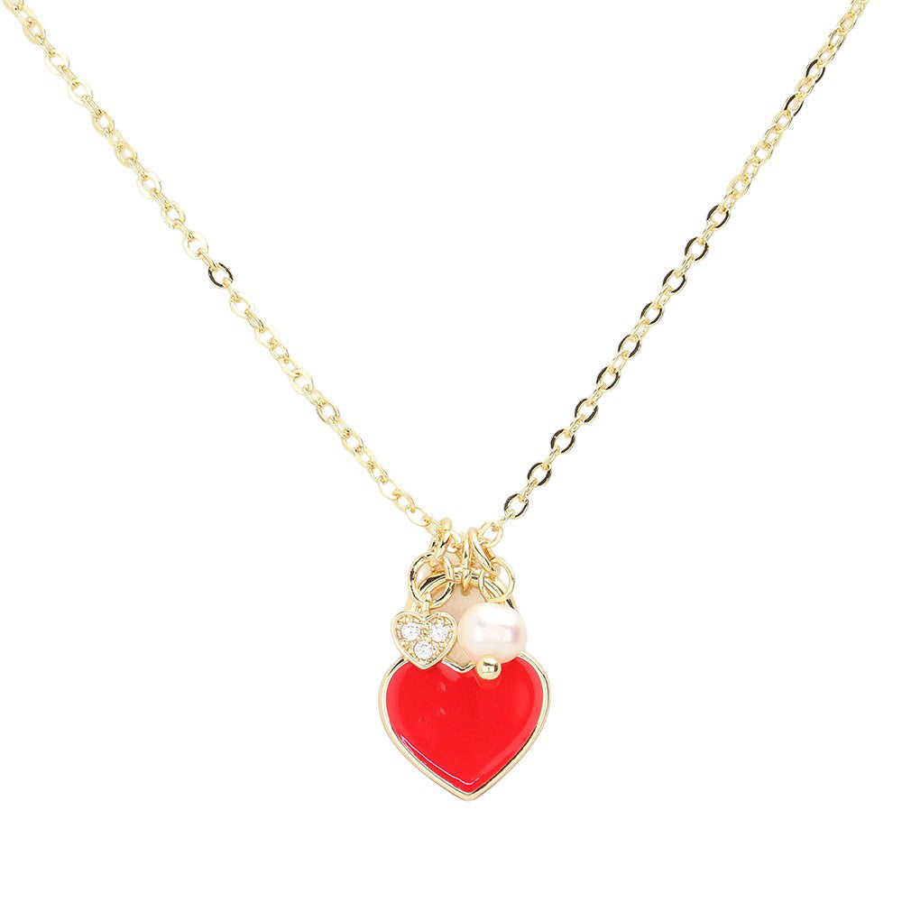 Green/ Red Enamel Heart Design Pendant Necklace Blessing - Temu