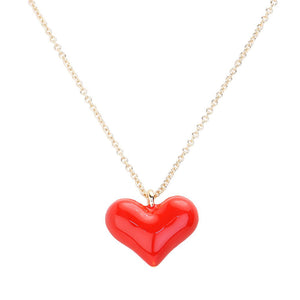 Red Enamel Heart Pendant Necklace, Show off your love with our Pendant Necklace. This necklace features a beautiful enamel heart pendant that is both stylish and durable. With its elegant design and high-quality materials, it is the perfect accessory to add to any outfit. Express your love with this must-have necklace.