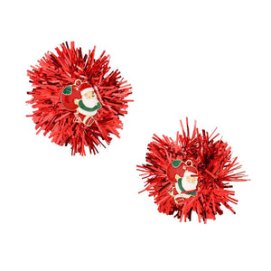 Red Enamel Santa Claus Tinsel Earrings, Crafted with a festive enamel finish and sparkling tinsel accents, are the perfect way to add a touch of Christmas flair to your look. With comfortable posts and secure clasps, these earrings are a joy to wear. Compatible with any holiday outfit, makes it the perfect Christmas gift.