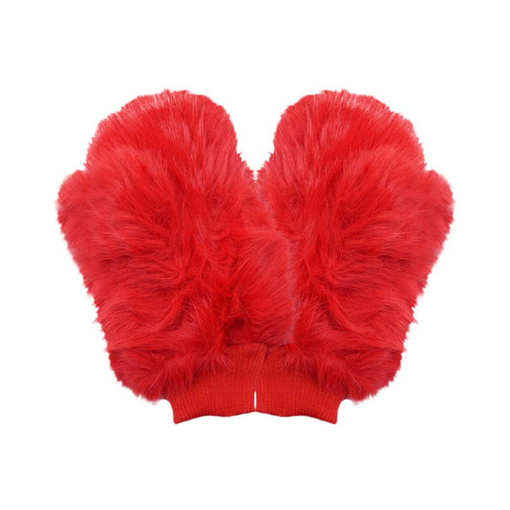 Red-Faux Fur Mitten Gloves, Perfect winter accessory for keeping your hands warm and stylish. Made with high-quality faux fur, these gloves provide exceptional warmth and comfort. With a versatile design that combines the benefits of both mittens and gloves, these  Gloves are essential for any cold weather wardrobe