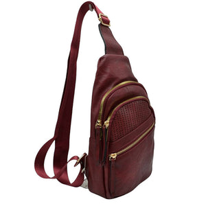 Red Faux Leather Multi Pocket Backpack Sling Bag, is an ideal choice for everyday use. Crafted from durable faux leather, it features multiple pockets for storing your belongings and keeping them organized. Its adjustable strap allows nice fit for maximum comfort. Stay organized and stylish with this backpack sling bag.
