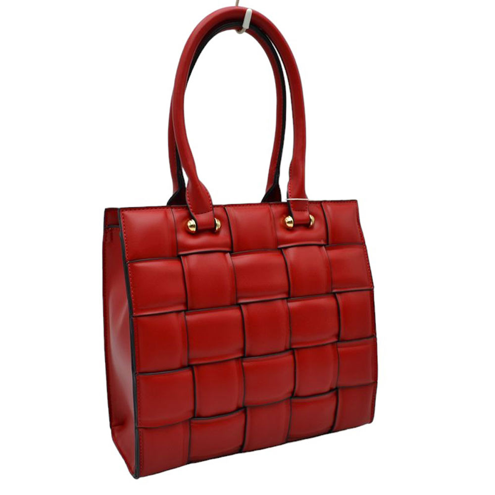Red Faux Leather Top Handle Cassette Tote Bag, is the perfect accessory for any occasion. Crafted with durable faux leather material, it is strong and reliable. It features a top handle for easy carrying and a cassette shape to aid in keeping the bag lightweight and stylish. Perfect for everyday use or as a lovely gift.