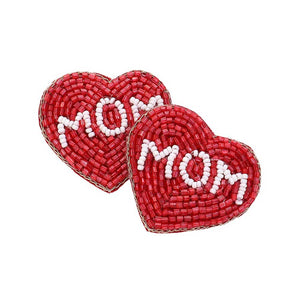 Red Felt Back MOM Message Heart Beaded Earrings, Expertly designed for the perfect gift, these MOM Message Earrings showcase a heartfelt message of love. Made with quality materials, these earrings are stylish, meaningful, and sure to make any mom feel special. The perfect accessory for any occasion.