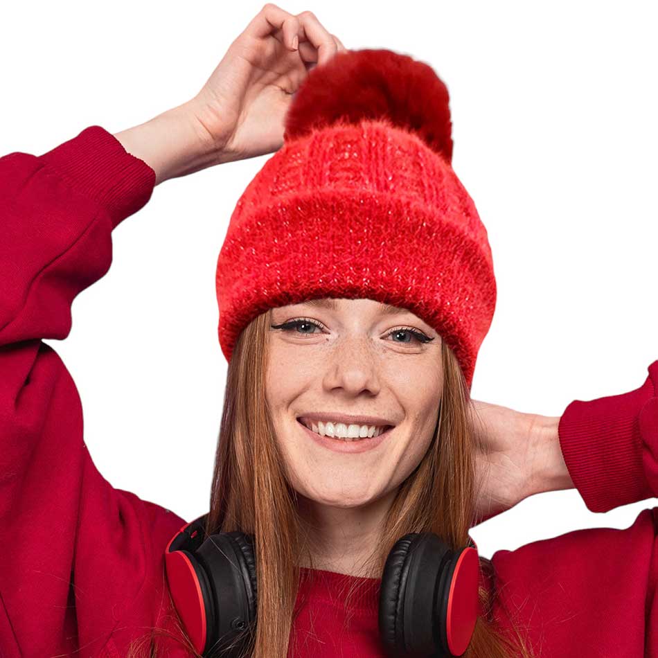 Red Fleece Lining Pom Pom Beanie Hat, is perfect for chilly days. This stylish hat is sure to keep you warm and comfortable during the cold. Whether you're headed out for a walk or just spending time outdoors, this fashionable beanie is a great accessory. A perfect gift choice for your close people in the winter season. 