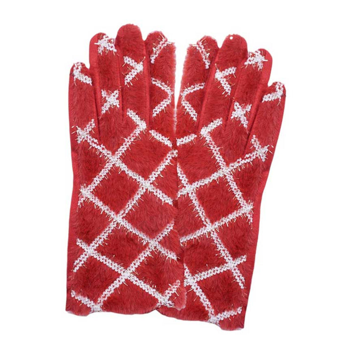 Red-Fuzzy Plaid Smart Touch Gloves, the perfect combination of warmth and functionality. Stay cozy while using your phone or tablet with the smart touch technology. The fuzzy plaid design adds a touch of style to these practical gloves. Perfect for cold weather and tech-savvy individuals.