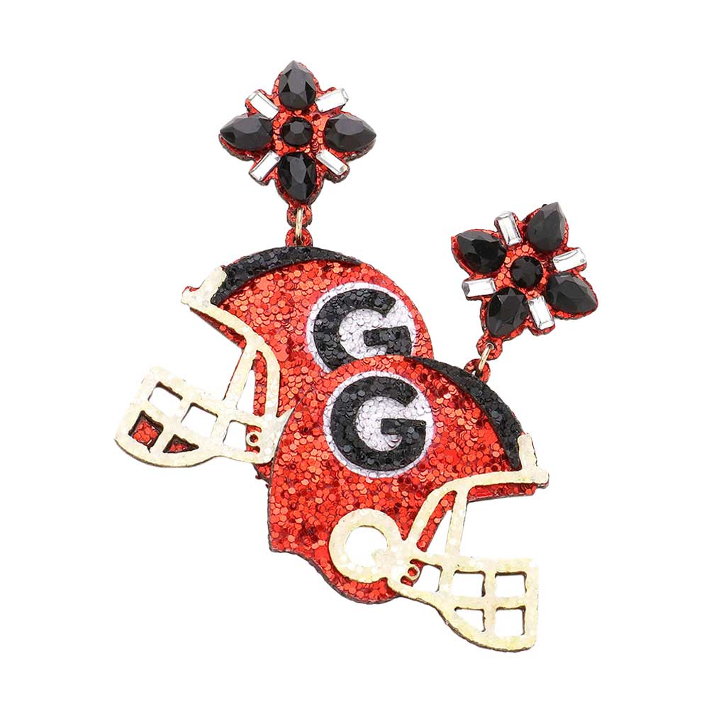 Red Game Day Glittered Football Helmet Dangle Earrings, get ready with these game day glittered earrings to receive the best compliments on football game day. These game-day earrings are stylish and fashionable to cheer up your favorite football team & to make you stand out from the crowd at the gallery or anywhere else. 