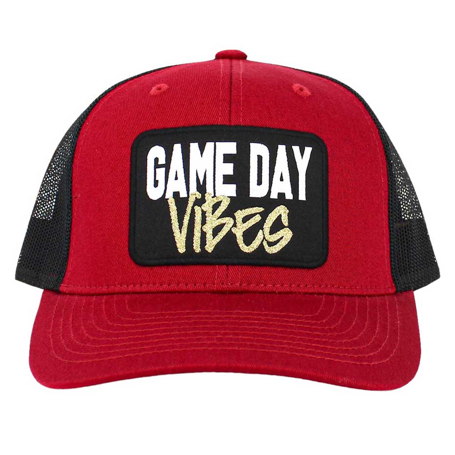 Black Game Day Vibes Message Mesh Back Baseball Cap, offers a semi-structured profile and a two-tone mesh back, perfect for entertaining your friends on game day. Its pre-curved visor and adjustable snapback closure provide a comfortable fit. The eye-catching message and detailed embroidery leave an unforgettable impression.