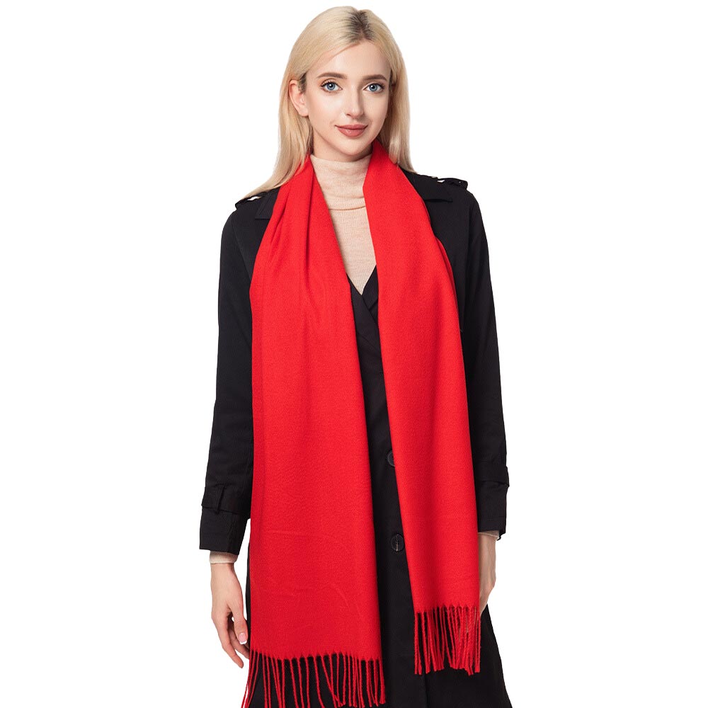 Red Gorgeous Solid Oblong Scarf, is delicate, warm, on-trend & fabulous, and a luxe addition to any cold-weather ensemble. This scarf combines great fall style with comfort and warmth. It's a perfect weight and can be worn to complement your outfit or with your favorite fall jacket. Perfect gift for any occasion.