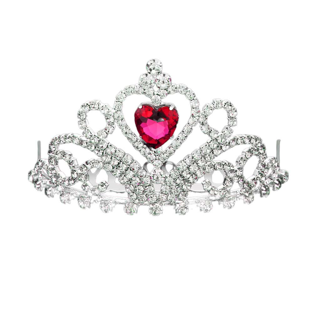 Red Heart Crystal Rhinestone Princess Mini Tiara, this tiara features precious crystal rhinestone and an artistic design. Perfect for adding just the right amount of shimmer & shine, will add a touch of class, beauty and style to your special events. Suitable for Wedding, Engagement, Prom, Dinner Party, Birthday Party, Any Occasion You Want to Be More Charming.