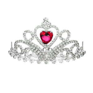 Red Heart Crystal Rhinestone Princess Mini Tiara, this tiara features precious crystal rhinestone and an artistic design. Perfect for adding just the right amount of shimmer & shine, will add a touch of class, beauty and style to your special events. Suitable for Wedding, Engagement, Prom, Dinner Party, Birthday Party, Any Occasion You Want to Be More Charming.