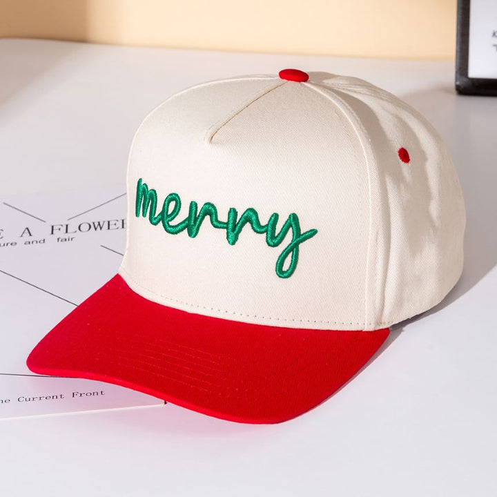 Add cheerful holiday spirit to your look with the Merry baseball cap, designed with bold embroidered lettering and a festive vibe. Perfect for casual wear, seasonal parties, or gifting, this cap makes a fun statement and spreads joy all season long.