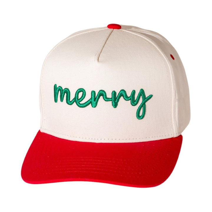 Add cheerful holiday spirit to your look with the Merry baseball cap, designed with bold embroidered lettering and a festive vibe. Perfect for casual wear, seasonal parties, or gifting, this cap makes a fun statement and spreads joy all season long.