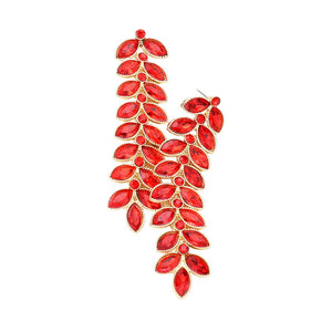 Red Marquise Crystal Leaf Vine Drop Evening Earringsc. Get ready with these bright earrings, put on a pop of color to complete your ensemble. Perfect for adding just the right amount of shimmer & shine and a touch of class to special events. Perfect Birthday Gift, Anniversary Gift, Mother's Day Gift, Graduation Gift.