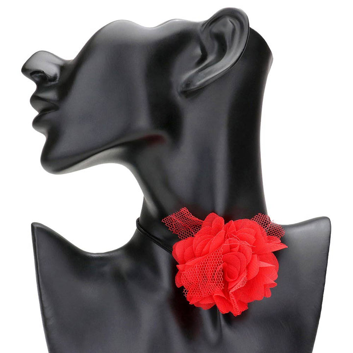 Red Mesh Flower Wrapped Choker Necklace, is perfect for adding a hint of sophistication to your look. It features a floral mesh design, giving it a subtle touch of femininity. The choker is lightweight and comfortable to wear, making it an ideal accessory for any occasion. Perfect gift choice for the peoples you love.