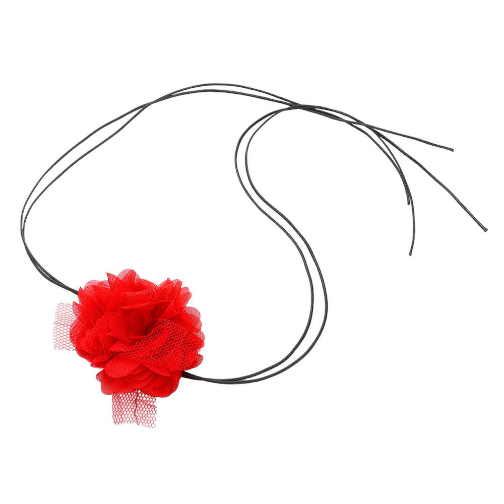 Red Mesh Flower Wrapped Choker Necklace, is perfect for adding a hint of sophistication to your look. It features a floral mesh design, giving it a subtle touch of femininity. The choker is lightweight and comfortable to wear, making it an ideal accessory for any occasion. Perfect gift choice for the peoples you love.