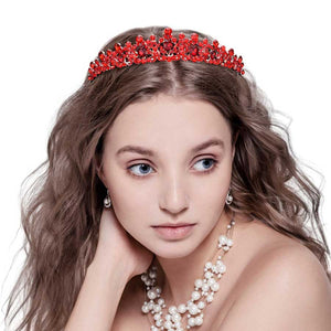 Red Oval Stone Pointed Princess Tiara, is an ideal accessory for special occasions. Its classic design is crafted with quality materials featuring an oval stone with pointed edges for a timeless look. Look regal and sophisticated with this exquisite tiara. Ideal gift for loved ones on any special day. 