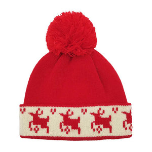 Red Reindeer Holiday Pom Pom Beanie Hat, is the ideal accessory to complete your winter wardrobe in this Christmas. It features a comfortable ribbed knit construction, with a decorative reindeer design and a festive pom-pom topper. Keep your head warm and stay stylish in this. Perfect winter season festival gift idea.