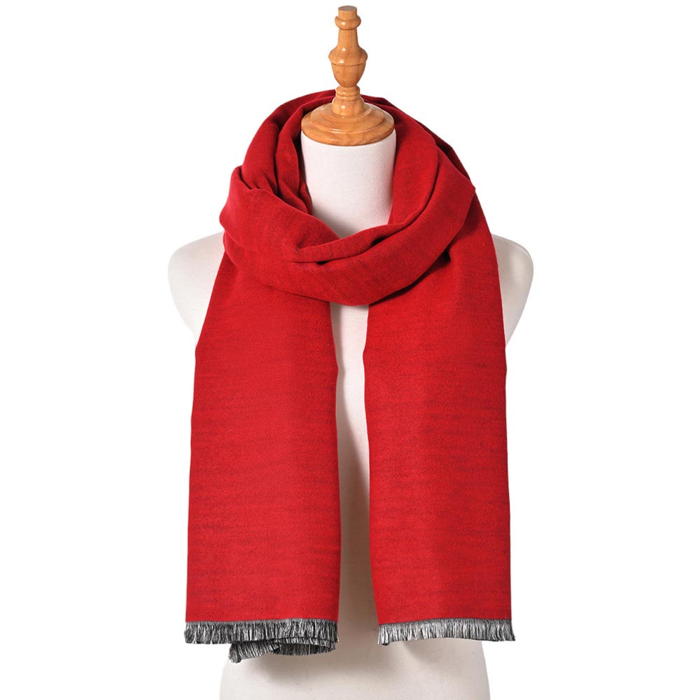 Red Reversible Frayed Oblong Scarf, Wrap yourself in style and warmth with this beautiful scarf. Crafted with sumptuous, lightweight fabric, this versatile scarf can be worn in two ways. A perfect winter accessory for wardrobe staples makes it perfect for gifting as a winter gift to any close person or treating yourself.