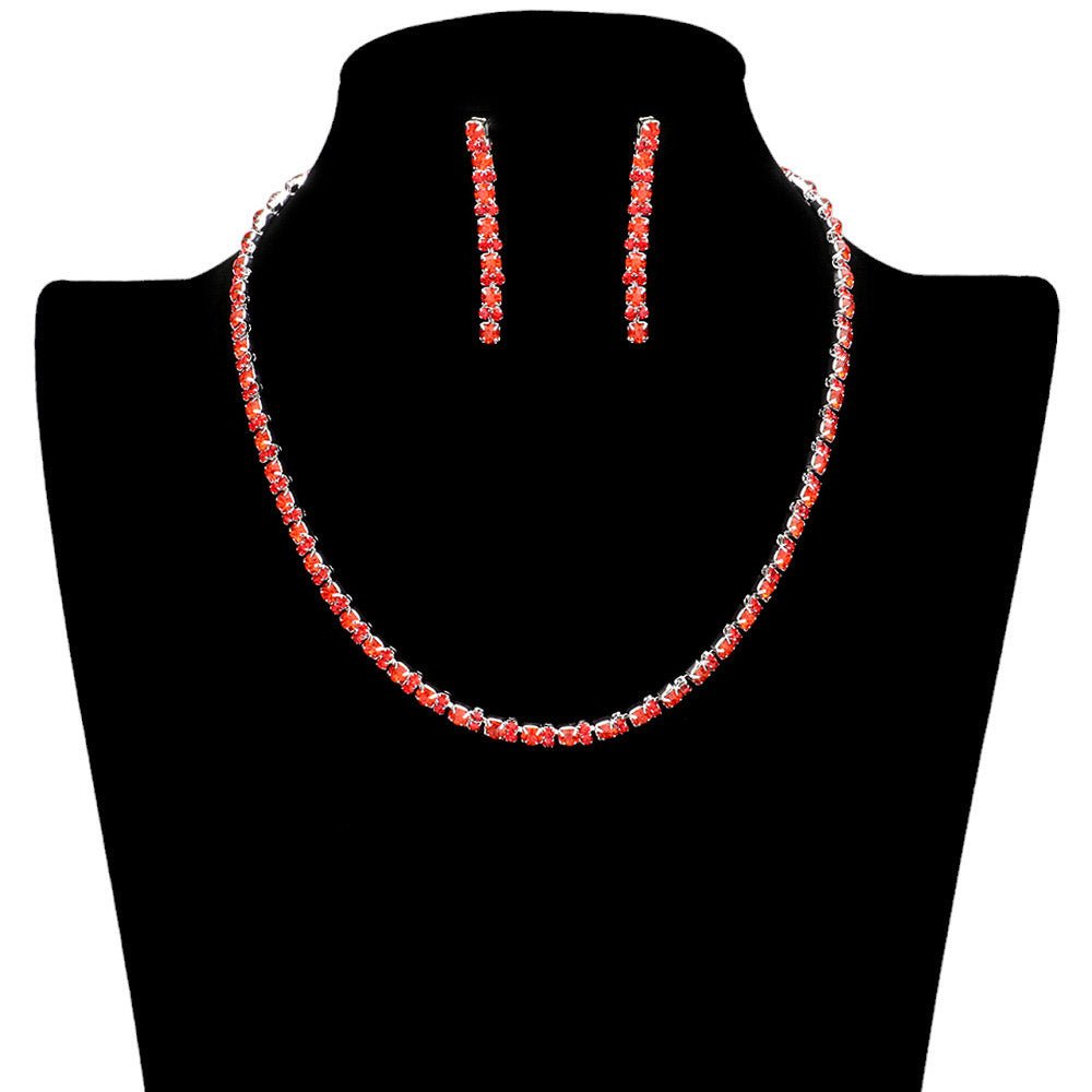 Red Rhinestone Cluster Jewelry Set, this classic jewelry set features a rhinestone cluster design for timeless elegance. Perfect for special occasions or party wear. Perfect gift choice for birthdays, anniversaries, weddings, bridal showers, or any other meaningful occasion.
