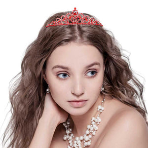 Red Round Stone Pointed Princess Tiara, adds a touch of royalty to any special event. Featuring a round stone pointed design with a comfortable fit, this tiara is perfect for any princess getup on any occasion. A perfect gift for birthdays, weddings, bridal showers, Valentine's Day, and other special occasions.