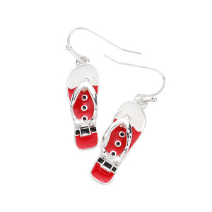 Red Santa Claus Clothes Detailed Flip Flop Dangle Earrings, are fun handcrafted jewelry that fits your lifestyle, adding a pop of pretty color. This pretty & tiny earring will surely bring a smile to one's face as a gift. This is the perfect gift for Christmas, especially for your friends, family, and the people you love.
