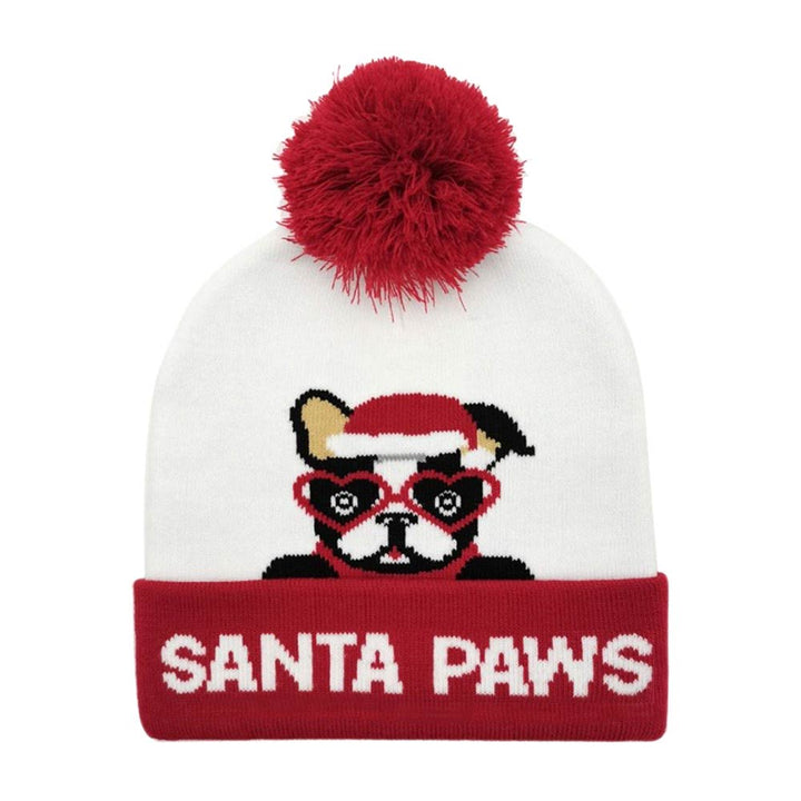 Red Our Santa Paws Message Bulldog Pom Pom Beanie Hat is the perfect combination of playfulness and warmth. This spunky cap, themed with an animal, Christmas, paw, and pom pom design, is sure to make a statement. The unique design adds a festive touch to any outfit. Perfect gift for Christmas, Secret Santa, holidays, etc.