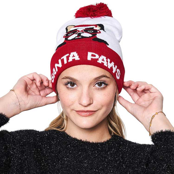 Red Our Santa Paws Message Bulldog Pom Pom Beanie Hat is the perfect combination of playfulness and warmth. This spunky cap, themed with an animal, Christmas, paw, and pom pom design, is sure to make a statement. The unique design adds a festive touch to any outfit. Perfect gift for Christmas, Secret Santa, holidays, etc.