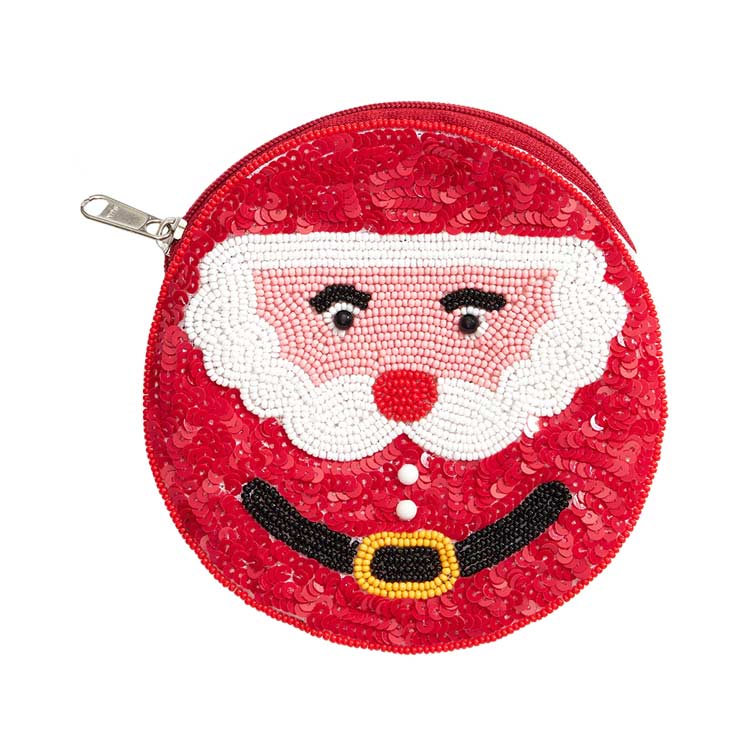 Red Santa Sequin Beaded Christmas Mini Pouch Bag, Be the ultimate fashionista while carrying this trendy themed mini pouch bag! Add the perfect luxe to your Christmas attire with it. This is the perfect gift for Christmas, especially for your friends, family, and the people you love and care about.