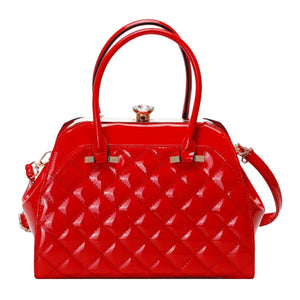 Red Shiny Patent Quilted Fashion Satchel Tote Handbag, is the perfect choice for anyone looking to add a touch of style to their wardrobe. Designed with a classic quilted pattern and a gleaming patent finish. A perfect accessory to keep all necessary things in place.