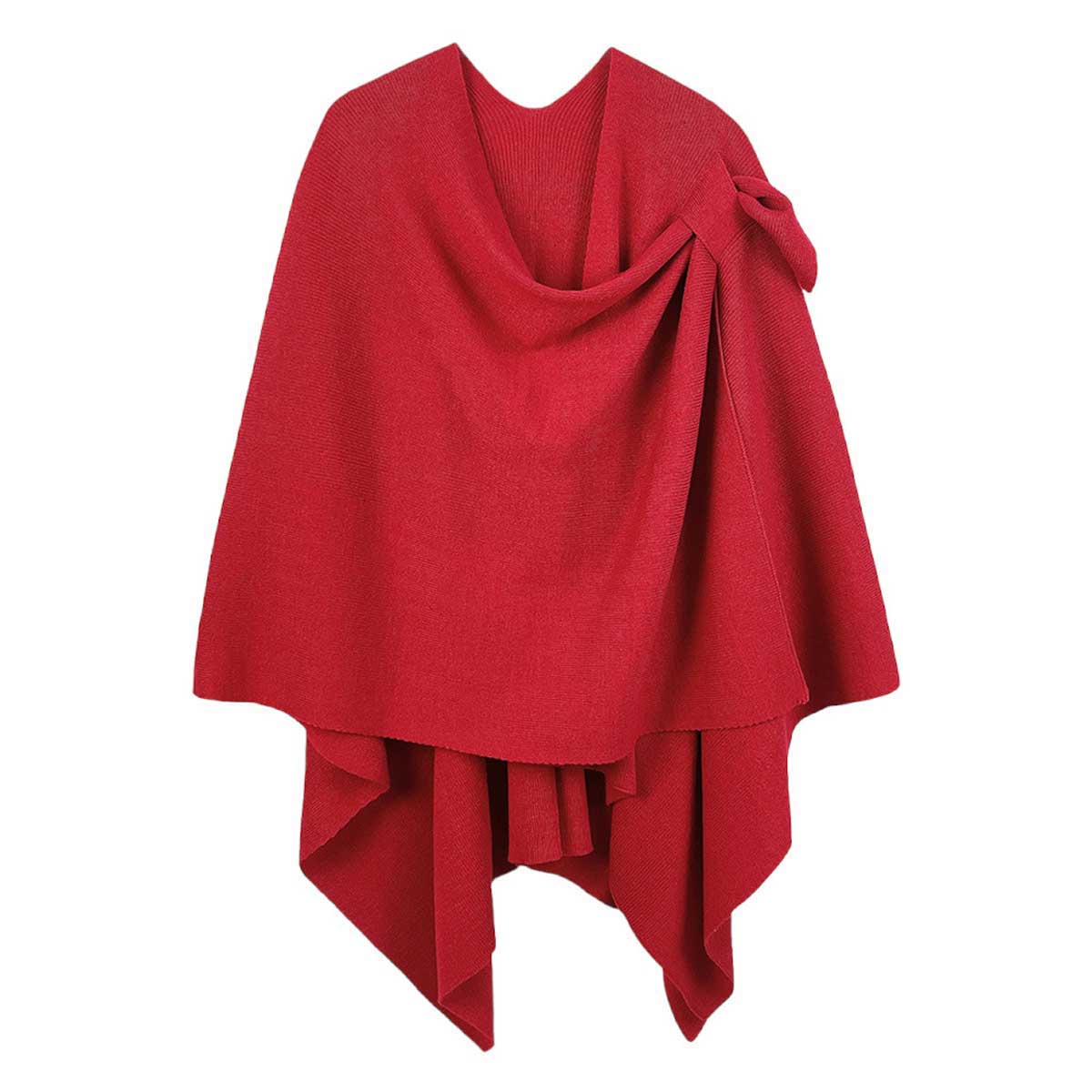 Red Shoulder Strap Solid Ruana Poncho, with the latest trend in ladies outfit cover-up! the high-quality bling border solid neck poncho is soft, comfortable, and warm but lightweight. Stay protected from the chilly weather while taking your elegant looks to a whole new level with an eye-catching, luxurious outfit women! 